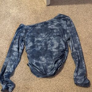 SHEIN Blue Tie-Dye Long Sleeve Top
